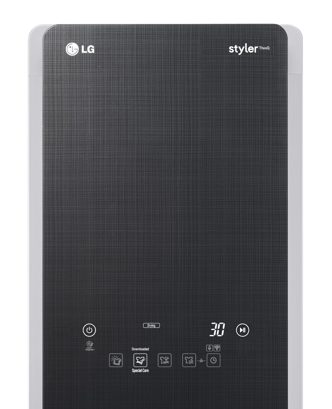 Close up of LG Styler door showing the control panel