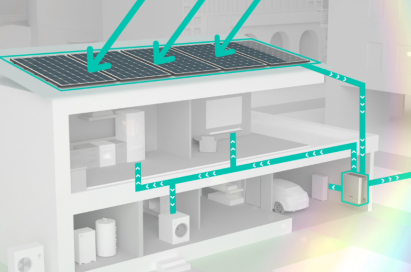 An image to show how the Smart Energy Management helps LG ESS to store excess energy produced from residential solar panels