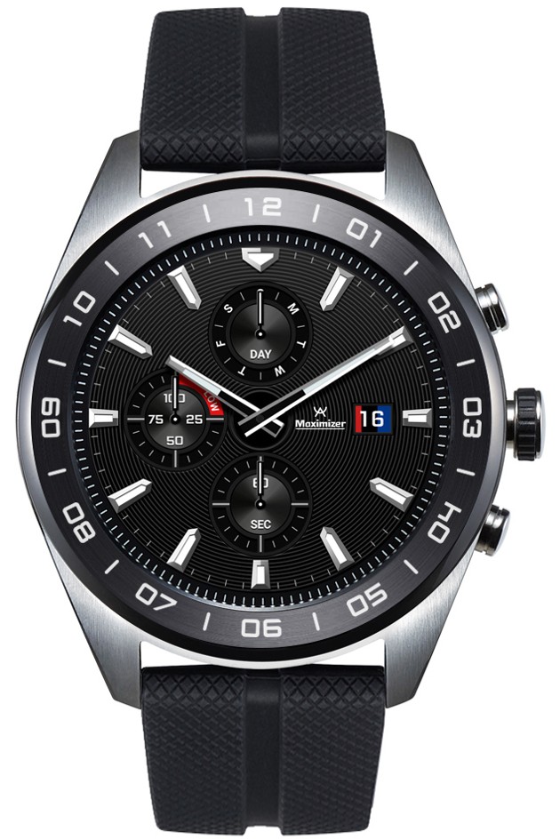 The front view of the LG Watch W7 in Cloud Silver