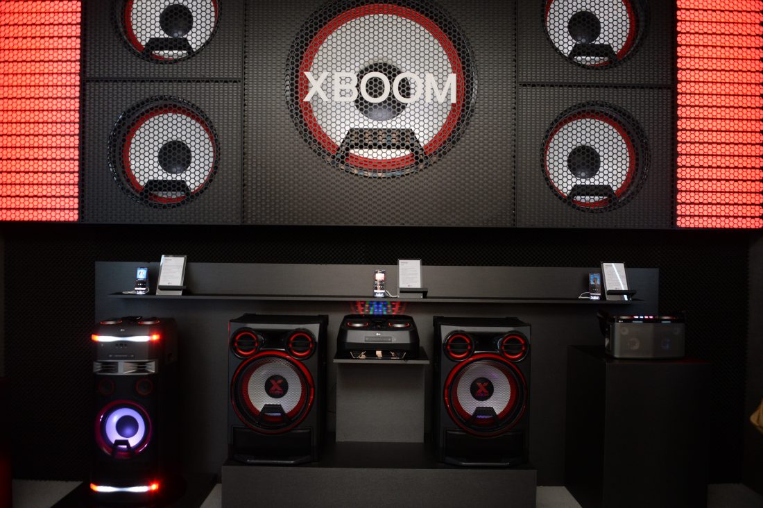 The LG XBOOM display zone with every product in the lineup