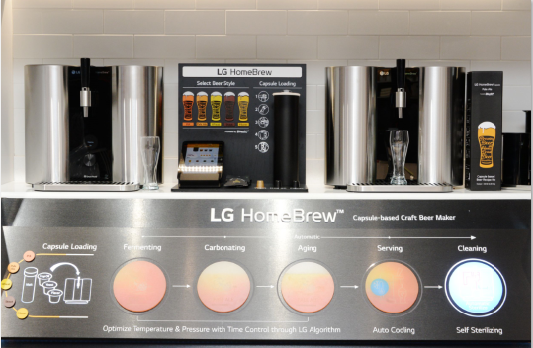 The LG HomeBrew highlight zone at LG’s CES booth to introduce the company’s convenient home brewing technologies.