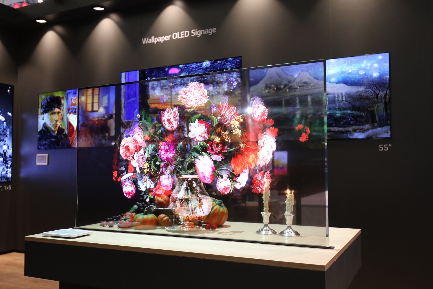 LG’s Wallpaper OLED signage presented at ISE 2019.