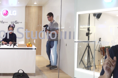 US-based tech reviewer Joshua Vergara shoots his news video on the LG Creator’s Studio.