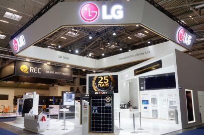 An outside view of LG’s booth at Intersolar Europe 2019