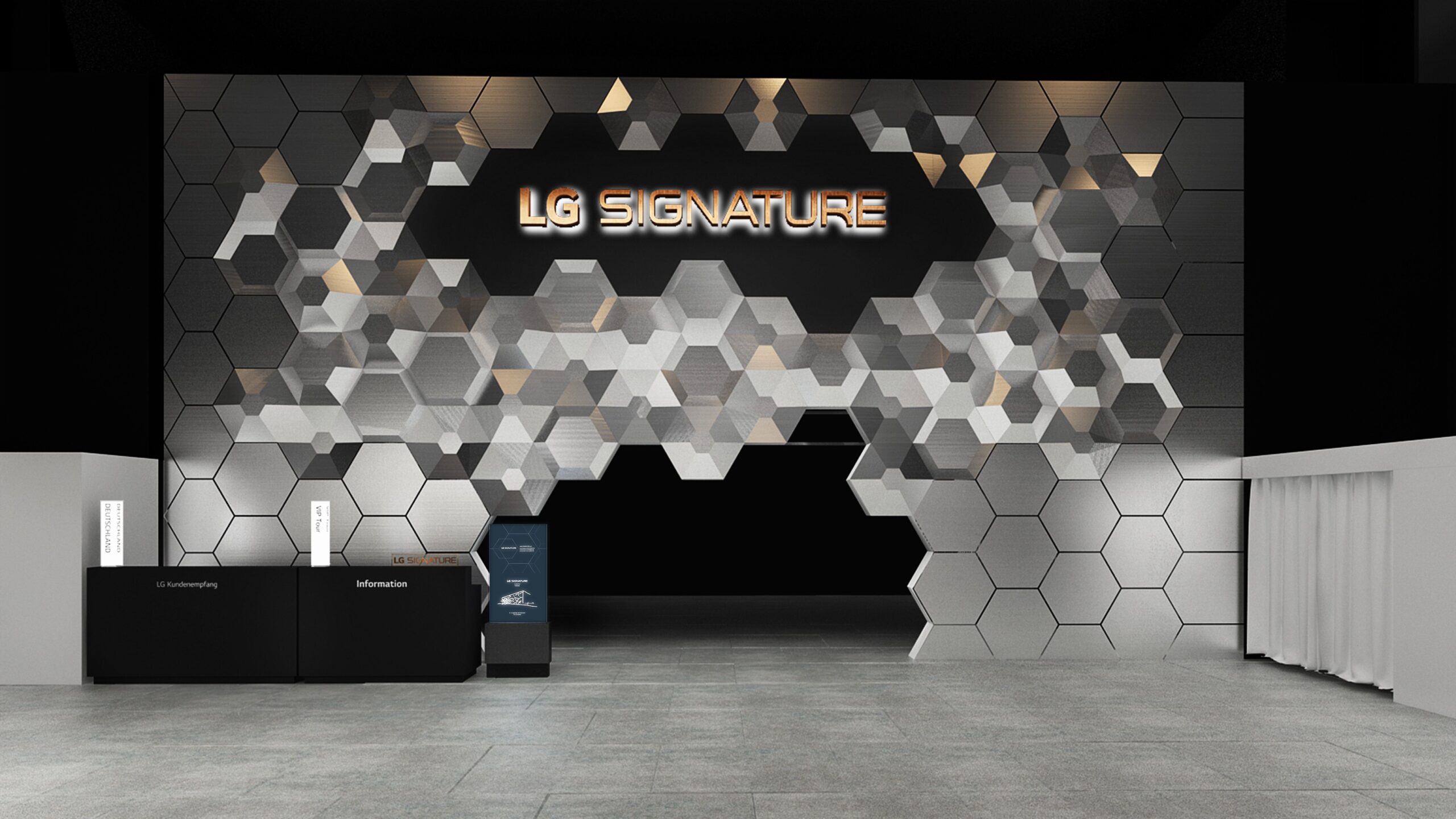 Image of the SIGNATURE booth at IFA 2019 created by LG and international architectural firm Studio Fuksas under the theme of Infinity.