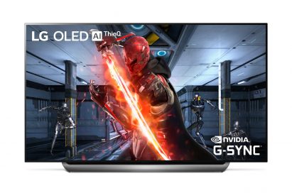 A front view of LG OLED TV with NVIDIA G-SYNC