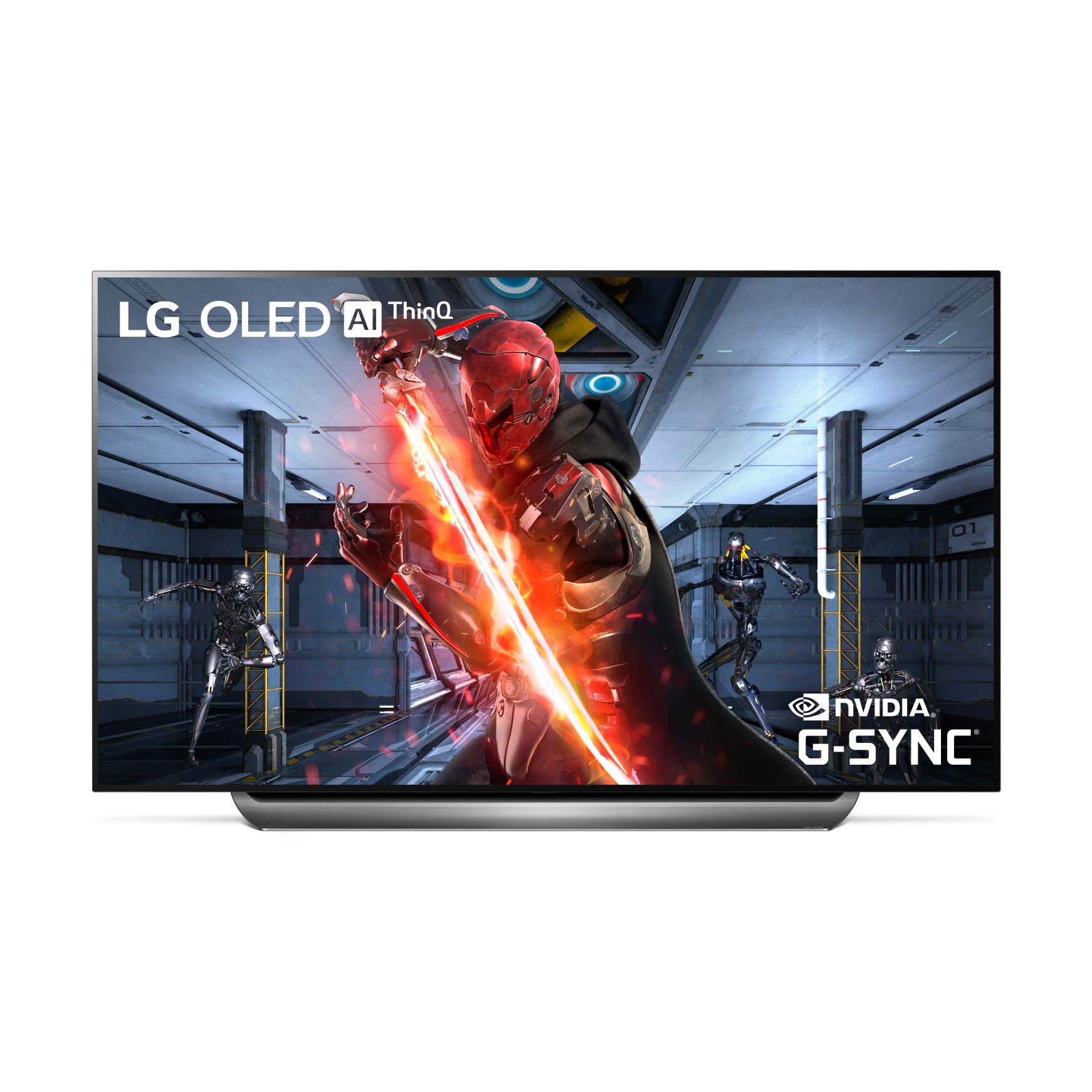 A front view of LG OLED TV with NVIDIA G-SYNC