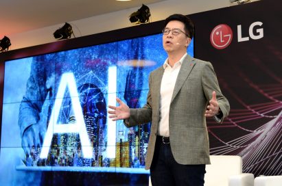 Dr. I.P. Park, president and chief technology officer of LG Electronics, delivers a speech at a panel talk event to kick off IFA 2019.