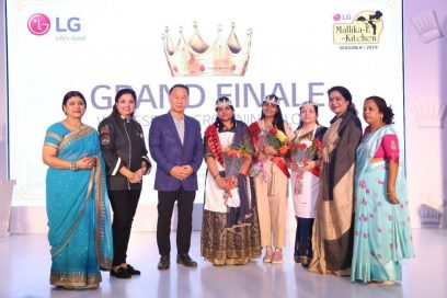 A group photo of award-winners posing with LG’s delegate at the LG Mallika-E-Kitchen contest