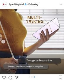 An image posted on Instagram titled ‘Multi-tasking’ to promote the benefits of LG G8X ThinQ with Dual Screen.