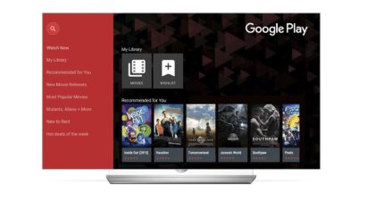 The Google Play Movies home page on the LG Smart TV
