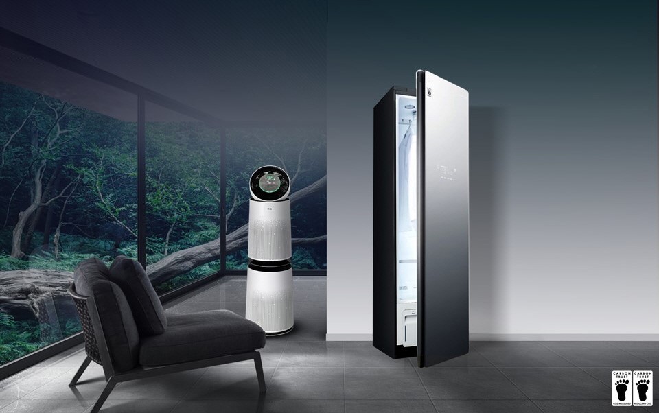 A cleaner home with LG appliances including LG Styler and LG’s PuriCare air purifiers