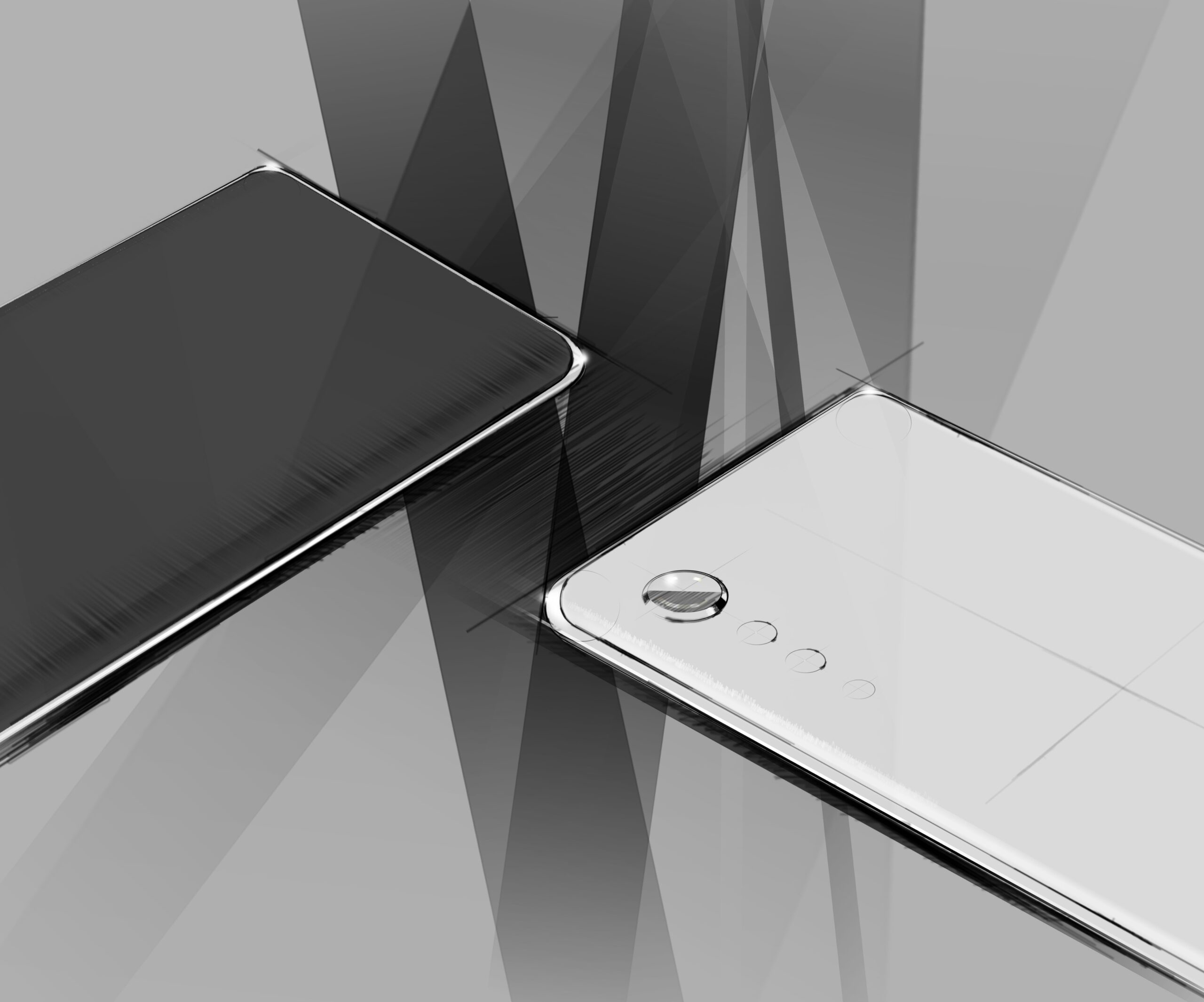 Render image of LG’s upcoming flagship smartphone in black and white