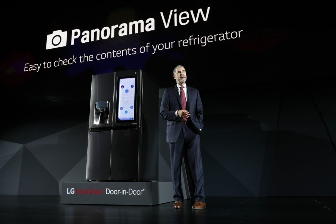 David VanderWaal, Senior Vice President, Marketing, LG Electronics discusses the main features of LG's InstaView Door-in-Door refrigerator at its CES 2017 Press Conference.