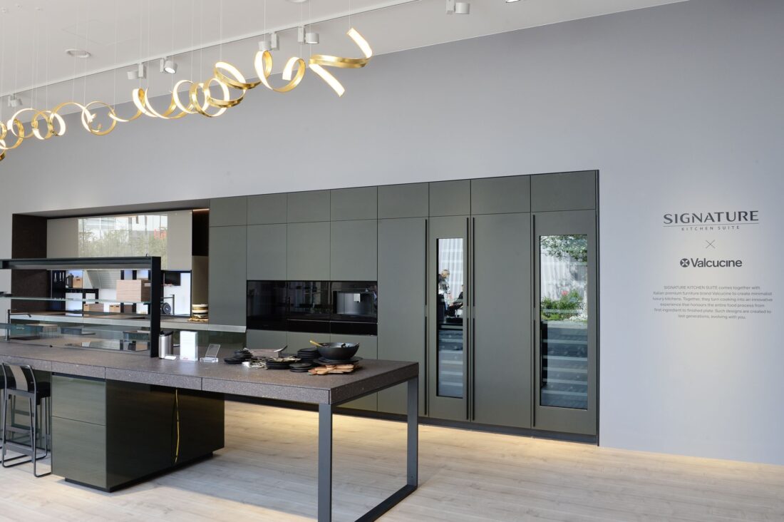 Side view of the LG Signature Kitchen Suite display zone designed in cooperation with Italian design company Valcucine