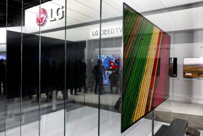 Side view of the LG SIGNATURE OLED TV W at CES 2017