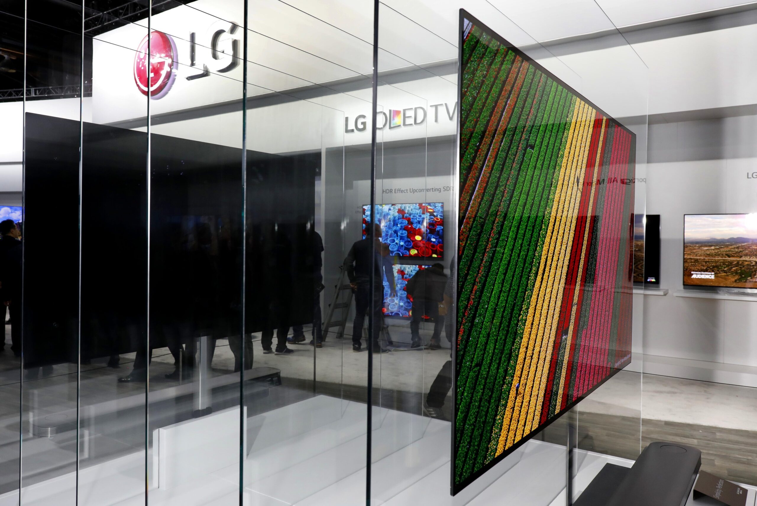 Side view of the LG SIGNATURE OLED TV W at CES 2017