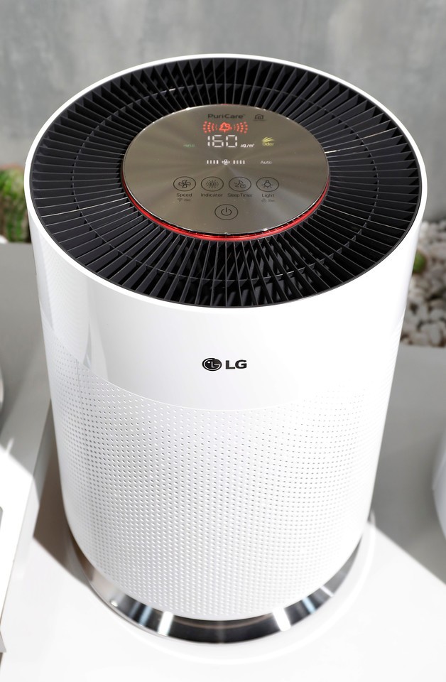 Close view of the LG PuriCare air purifier at LG's CES 2017 booth
