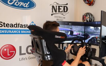 A man races online with the immersive virtual supercar simulator