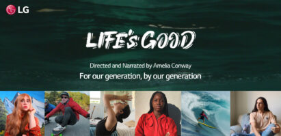 A poster of the Life's Good campaign video with pictures of featured top influencers and the film's slogan, For our generation, by our generation