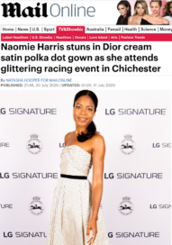 British actress Naomie Harris shown attending LG SIGNATURE’s Goodwood event in an article on the MailOnline’s TV&Showbiz section