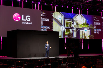 Dr. Kim Kyung-ho, executive vice president of the LG’s Business Solutions Europe, introduces the LG ThinQ Home on stage for IFA 2020