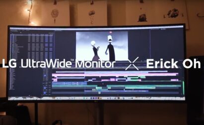Former Pixar animator Erick Oh’s work shown on the expansive, high-resolution screen of LG’s newest UltraWide monitor