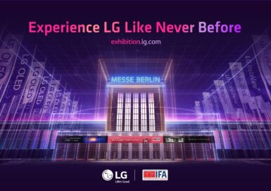 The poster for LG’s IFA 2020 information portal with the phrase ‘Experience LG Like Never Before’ displayed