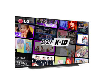 LG Smart TV displaying the NEW K-ID logo and the wide selection of viewing options on offer to celebrate the new partnership that brings the channel to LG TVs