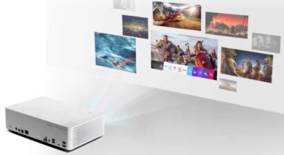 LG CineBeam projects images of the user-friendly webOS smart platform that allows users to use different services during viewing
