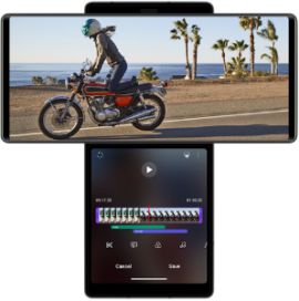 LG WING in its Swivel Mode makes editing action-packed videos so much easier thanks to its handy Second Screen