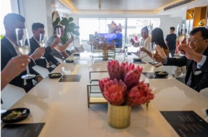 Guests make a toast during the Connecting Australia event