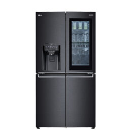 Front view of LG InstaView® Door-in-Door® refrigerator with the water dispenser