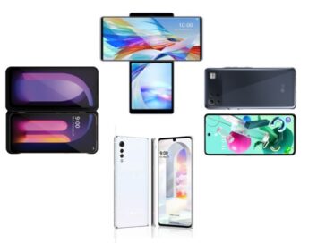 An image of LG V60ThinQ 5G and LG Dual Screen, LG WING, LG VELVET, and a LG K Series device