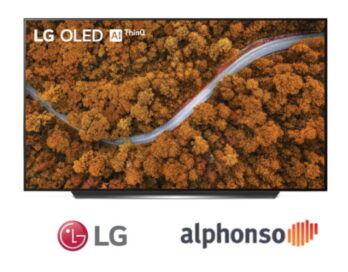 An image of LG OLED TV with a logo of LG and alphonso