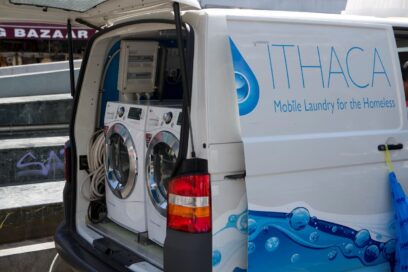 Ithaca's van contains two washing machines and dryers donated by LG, where the homeless can visit and have their laundry done fast.