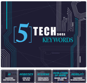 The title image of the graphic news article with five keywords and short summaries shown below.