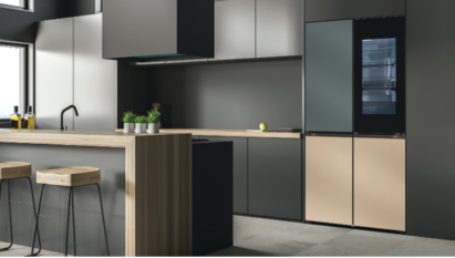 A photo of LG's Furniture Concept Appliances giving a modern and luxurious look to a kitchen.