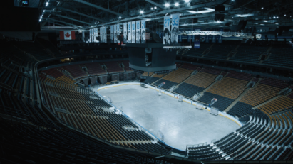 A wide-angle shot of the Scotiabank Arena, home to the NBA’s Toronto Raptors and NHL’s Toronto Maple Leafs.