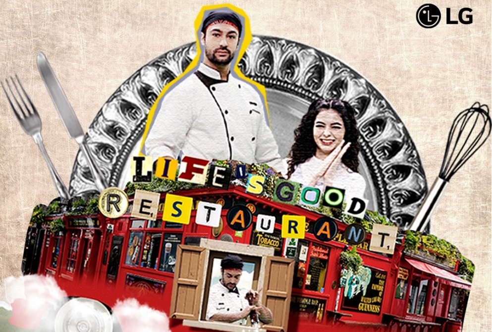 An illustration of the Life’s Good Restaurant on wheels with a male and female chef behind