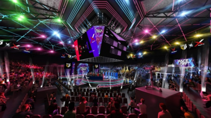 An image of an esports stadium using LG signage during a competition which can be experienced during the virtual tour
