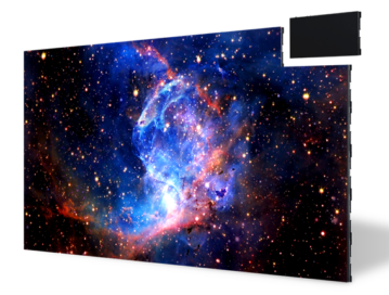 LG MAGNIT displaying a colorful galaxy with its panel in the very top right detached