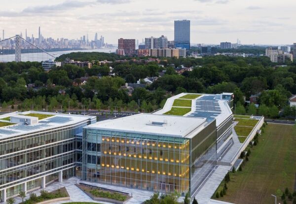 A closer view overlooking the buildings within the LG North American headquarters campus in New Jersey 