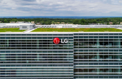The LG North American headquarters campus with LG’s logo on the side of the building