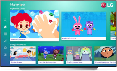 The Highbrow app on LG TV with recommended videos displayed on the home page