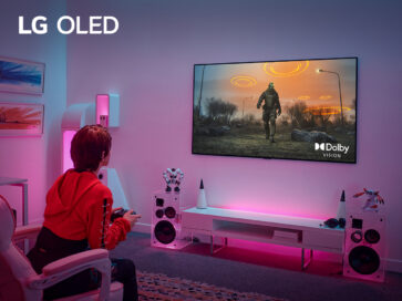 A gamer being completely immersed in a video game at home thanks to LG OLED TV’s Dolby Vision at 4K 120Hz