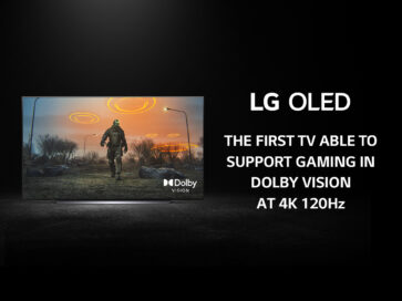LG OLED TV alongside the statement, ‘the first TV able to support gaming in Dolby Vision at 4K 120Hz’