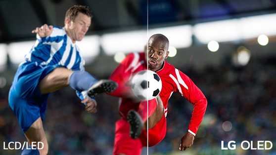 Experience Sports 03 The left half of the image compares LCD/LED’s image quality with LG OLED’s much clearer resolution which is displayed on the other half
