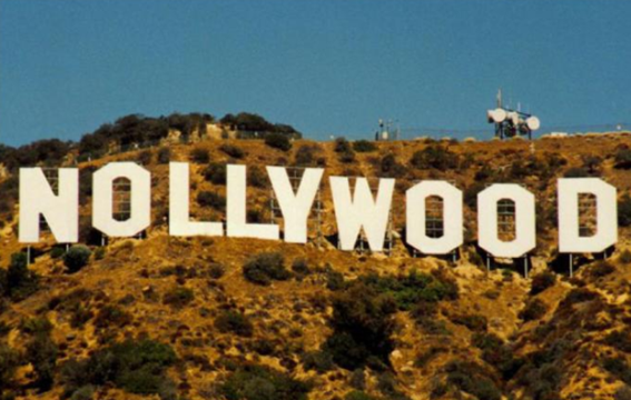 The Hollywood sign with the ‘H’ replaced with ‘N’ to spell out Nollywood