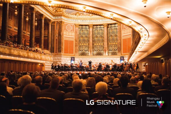 An orchestra performing at the Kurhaus during the Rheingau Musik Festival.